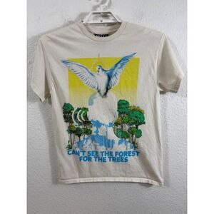 Feels So Good Austin Texas Graphic T-Shirt Mens Medium Cream Forest Dove Peace